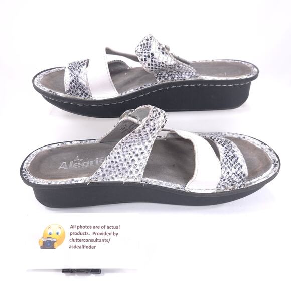 Alegria Colette Slide Sandal Casual Womens Size 9 39 Col-757 Silver Snakeskin - Picture 4 of 9